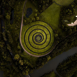 A top down view of one of a spiral path