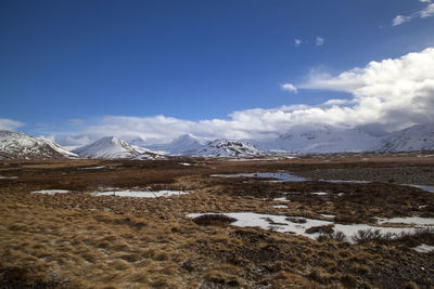 Snowy volcanic landscape on the snaefellsnes peninsula in iceland