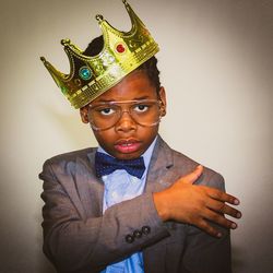 Portrait of boy wearing mask