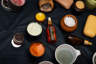 High angle view of food on table