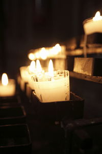 Close-up of illuminated candles