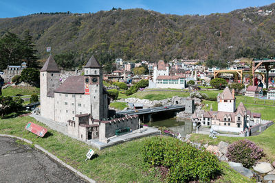 Melide, switzerland, 04. april 2022, the swiss miniatur outdoor museum where famous places are built