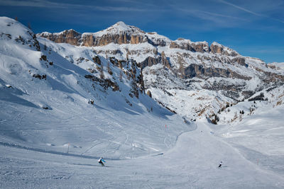 High angle view of snowcapped mountain range