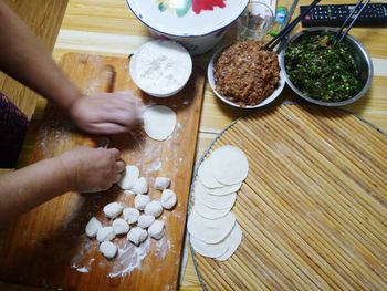 High angle view of food on table