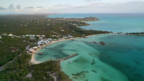 High angle view of sea against sky