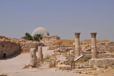 View of old ruins against clear sky