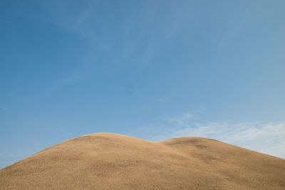 Low angle view of mountain against blue sky