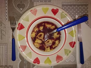 High angle view of ice cream in container