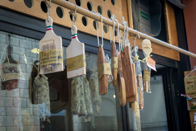 Low angle view of clothes hanging on building