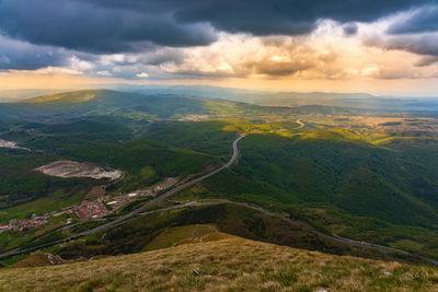 Aerial view of landscape against sky