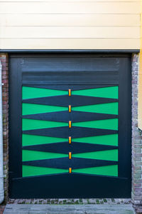 Closed shutter of window of building