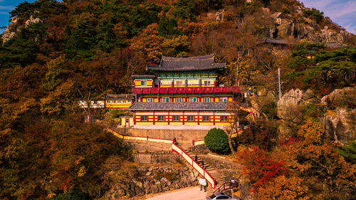 View of temple on mountain