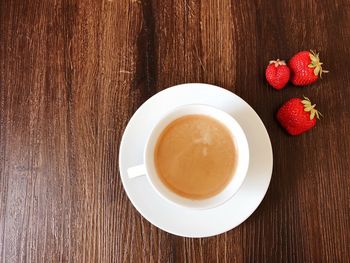 High angle view of coffee on table