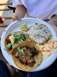 High angle view of meal served in plate