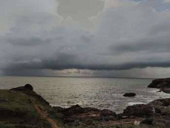 Scenic view of sea against cloudy sky