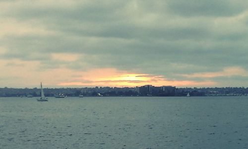 Scenic view of sea against cloudy sky