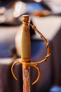 Close-up of rope tied on metal