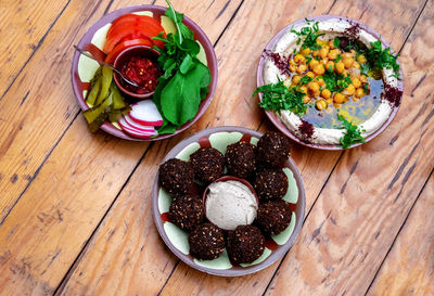 High angle view of food on table