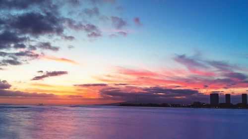 Scenic view of sea against sky during sunset