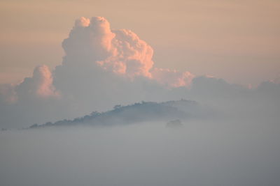 Low angle view of cloudscape against sky during sunset