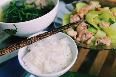 Close-up of meal served in plate