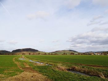 Scenic view of field against sky
