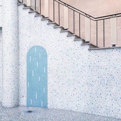 Mosaic wall by steps