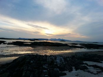 Scenic view of sea at sunset