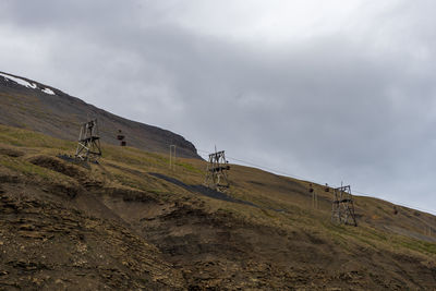 Low angle view of mountain against sky svalbard 