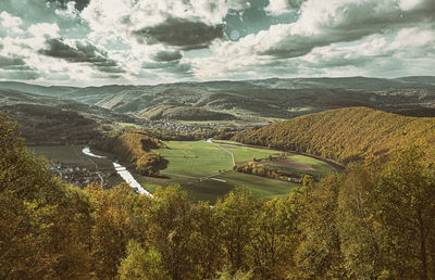 Aerial view of landscape against sky