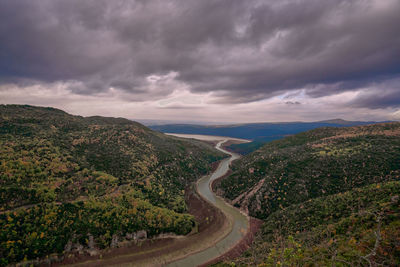 High angle view of landscape against sky