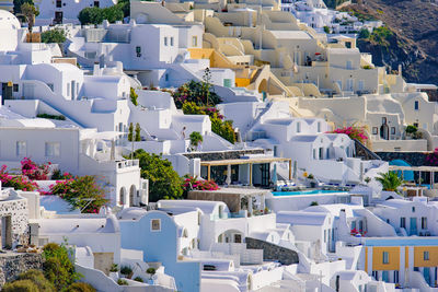 High angle view of buildings in city