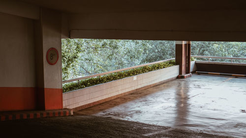 Interior of parking lot