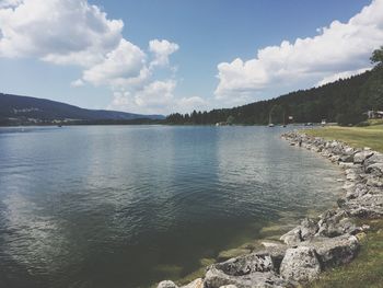 Scenic view of lake against sky