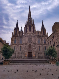 Facade of cathedral against sky