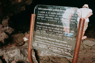 Close-up of text on book