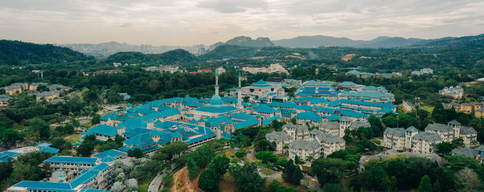 High angle view of townscape against sky