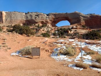 View of rock formations in desert