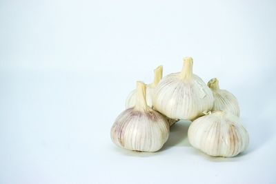 Close-up of garlic against white background