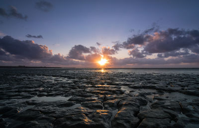 Scenic view of sea against sky during sunset