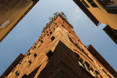 Low angle view of buildings against clear sky