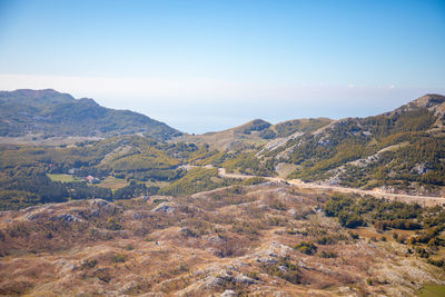 Scenic view of mountains against clear sky