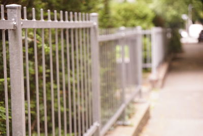 Metal fence by footpath