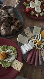 High angle view of food on table