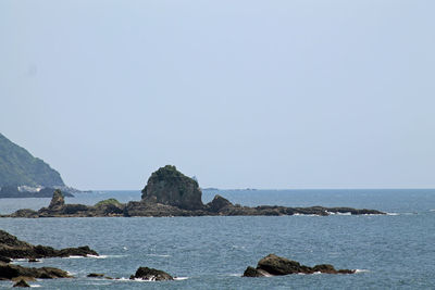 Scenic view of sea against clear sky