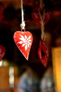 Close-up of heart shape decoration hanging