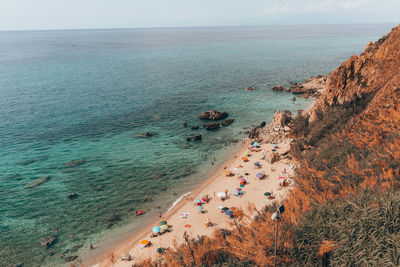 High angle view of beach against sky