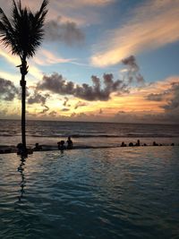 Silhouette of palm trees at sunset