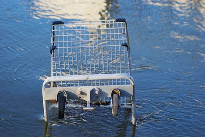 Shopping cart in water