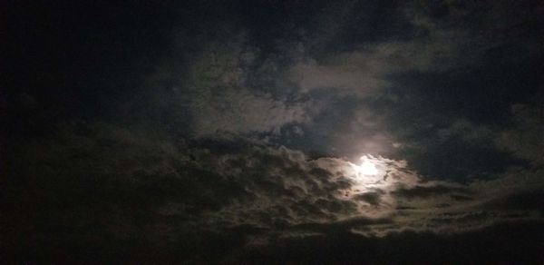 Low angle view of clouds in sky at night